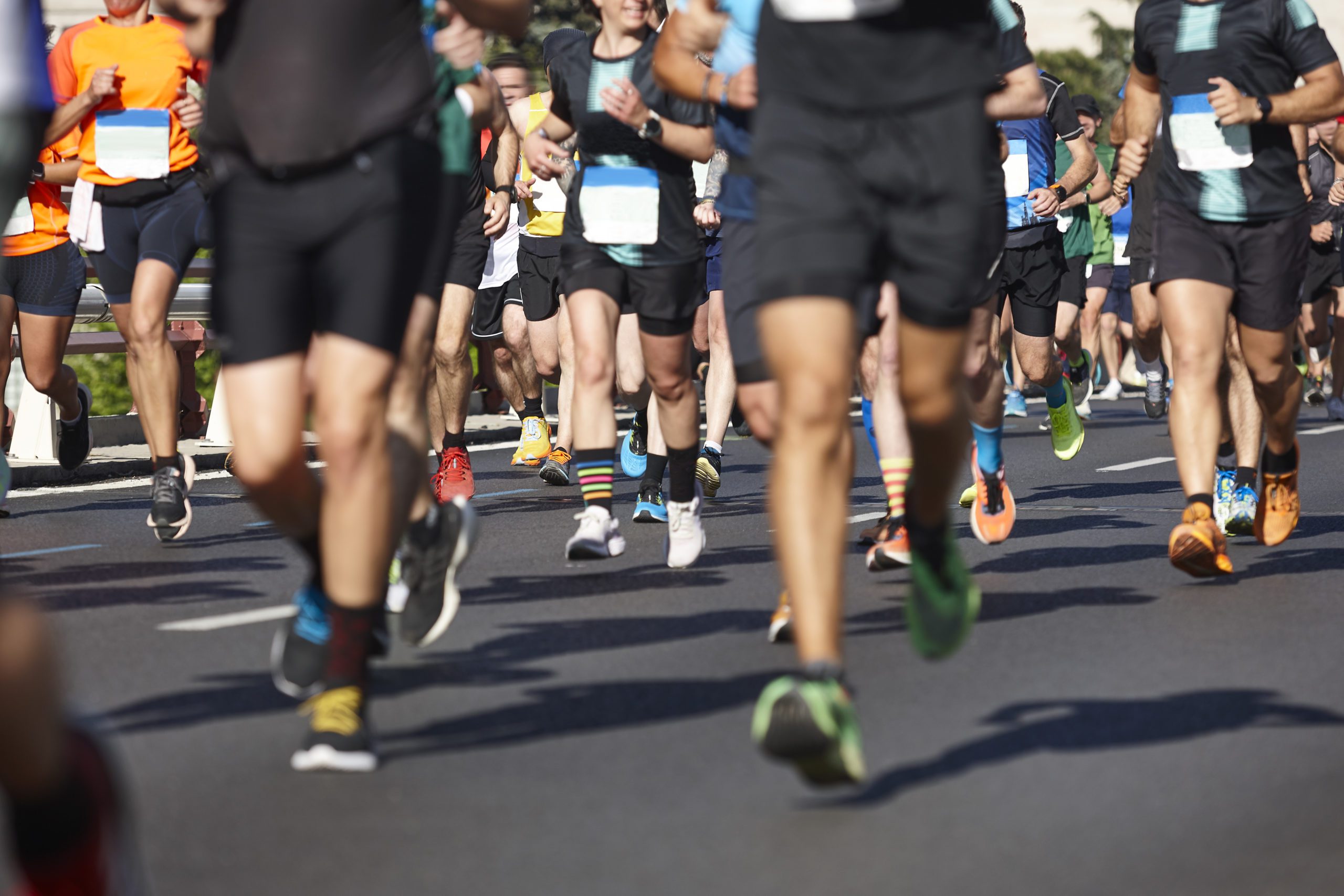 Runners on the street. Healthy lifestyle. Motion exercise. Athletics